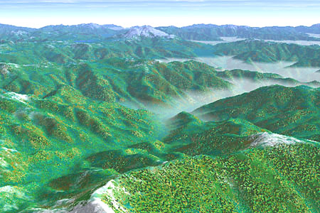 ＣＧ（Ｎｏ．７）：田代山上空から見た新緑の尾瀬